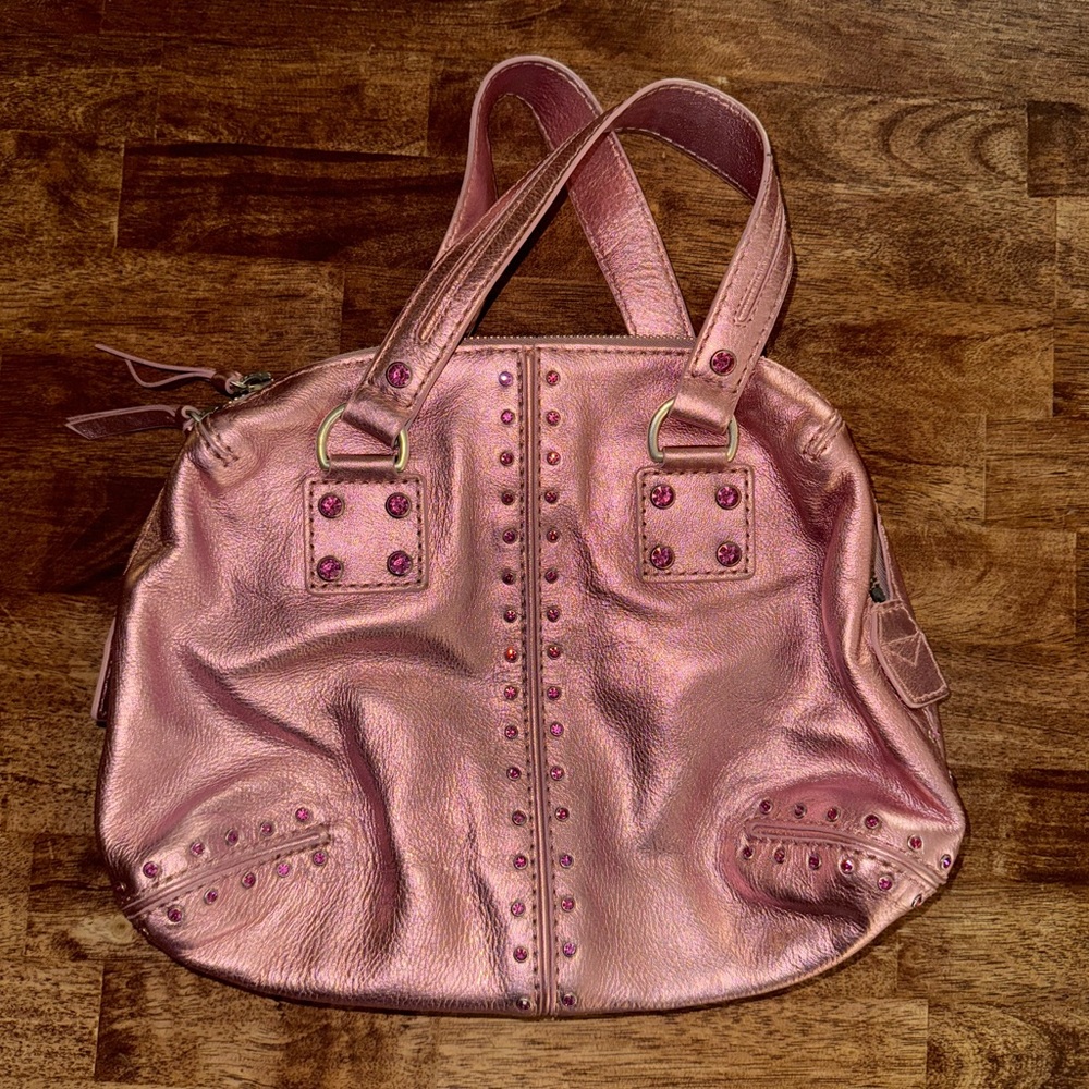 Michael Kors Vintage Y2K Metallic Pink Studded Shoulder Bag